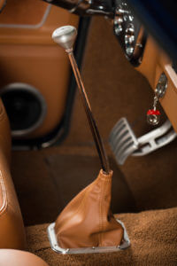Restored shift knob with leather trim
