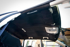 Interior of the custom Silverado showing the custom work also done on the inside of the truck.