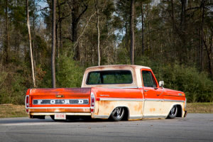 Rear quarter view of the custom 1971 Ford F-100