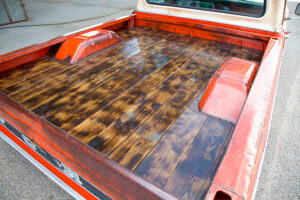 Custom wood bed floor.