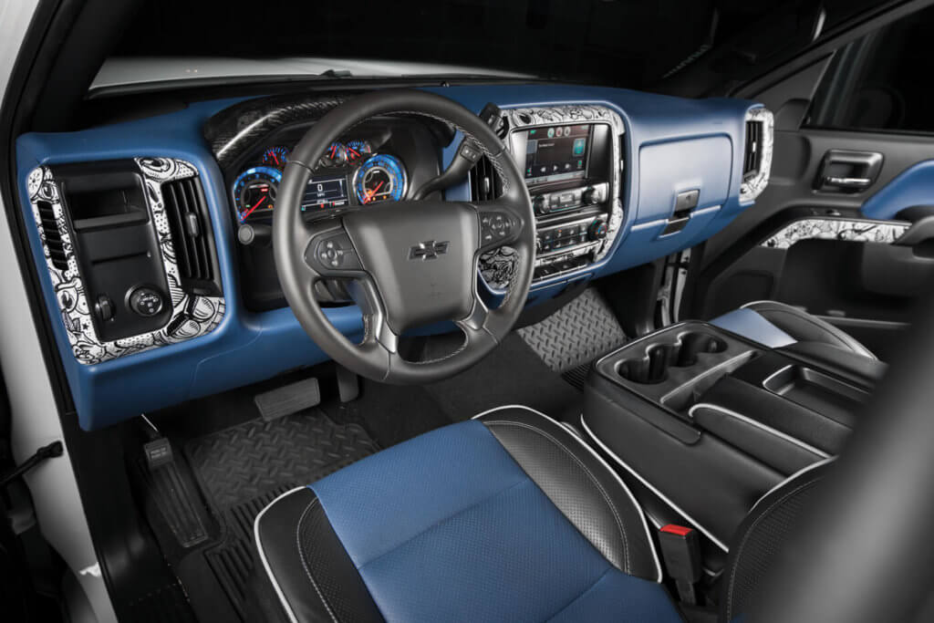 The interior is where the color and custom freehand artwork comes alive.