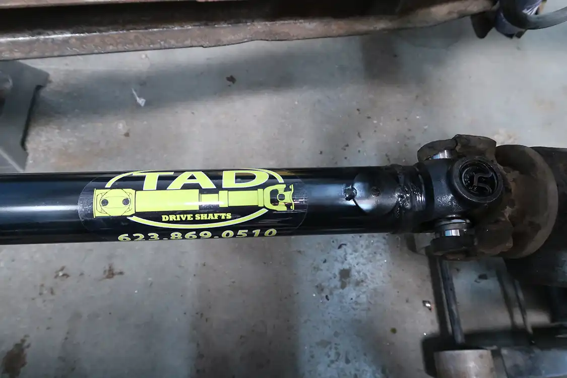 The team at TAD Drive Shafts hooked Kyle up by shortening the driveshaft 12 inches in record time