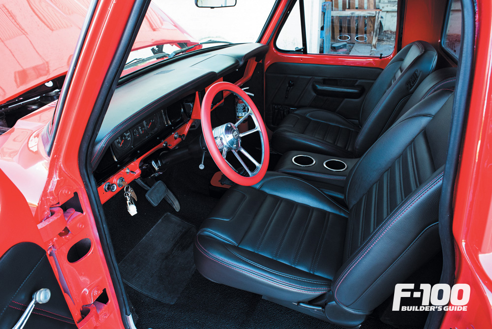 Red ’68 Ford F-100 with TMI interior 