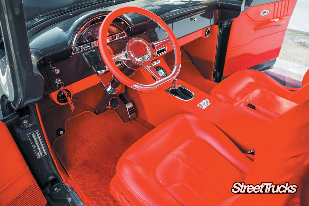 Red interior on a 1956 F-100 truck