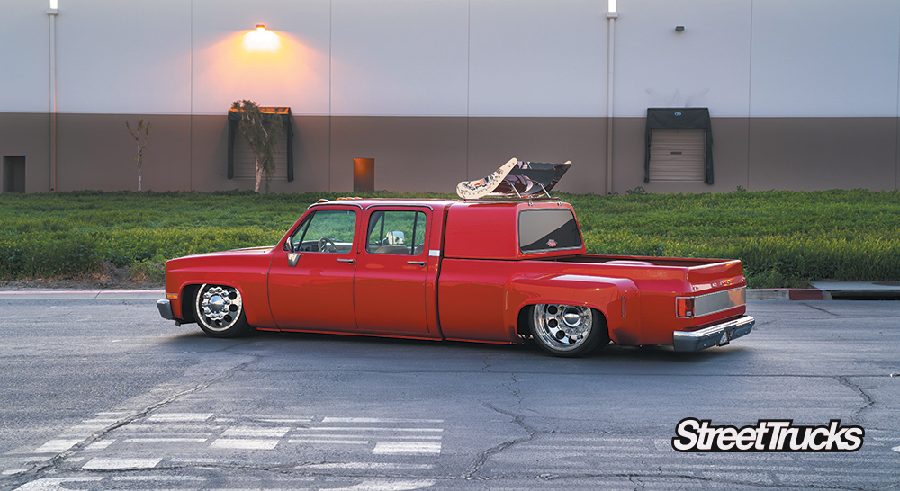 Red 1973 Chevy C30 Dually