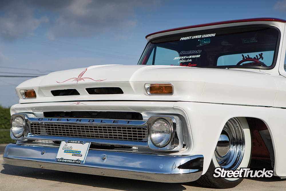 Lowered white C-10 long bed 