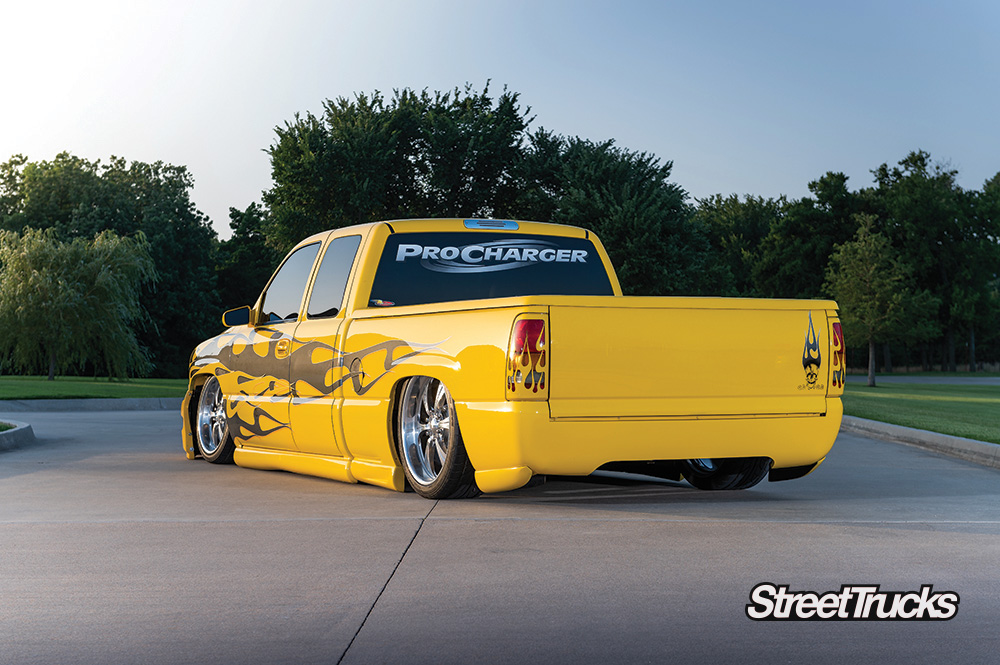 Lowered yellow 2000 Chevy Silverado 