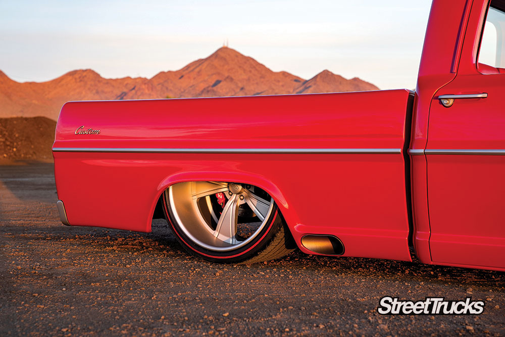 Intro Vistas wheels on a custom red F-100