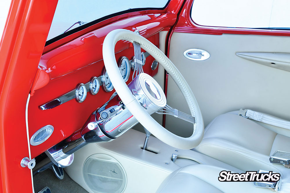 White interior on the a 1938 Dodge pickup