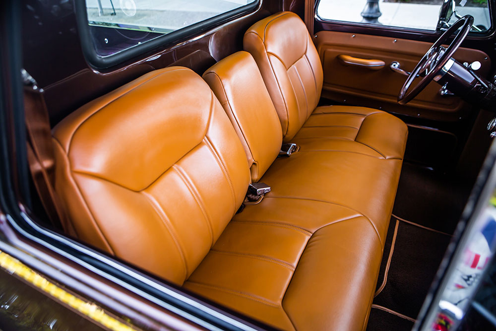 Chevy GMC pickup seats covered in butterscotch vinyl