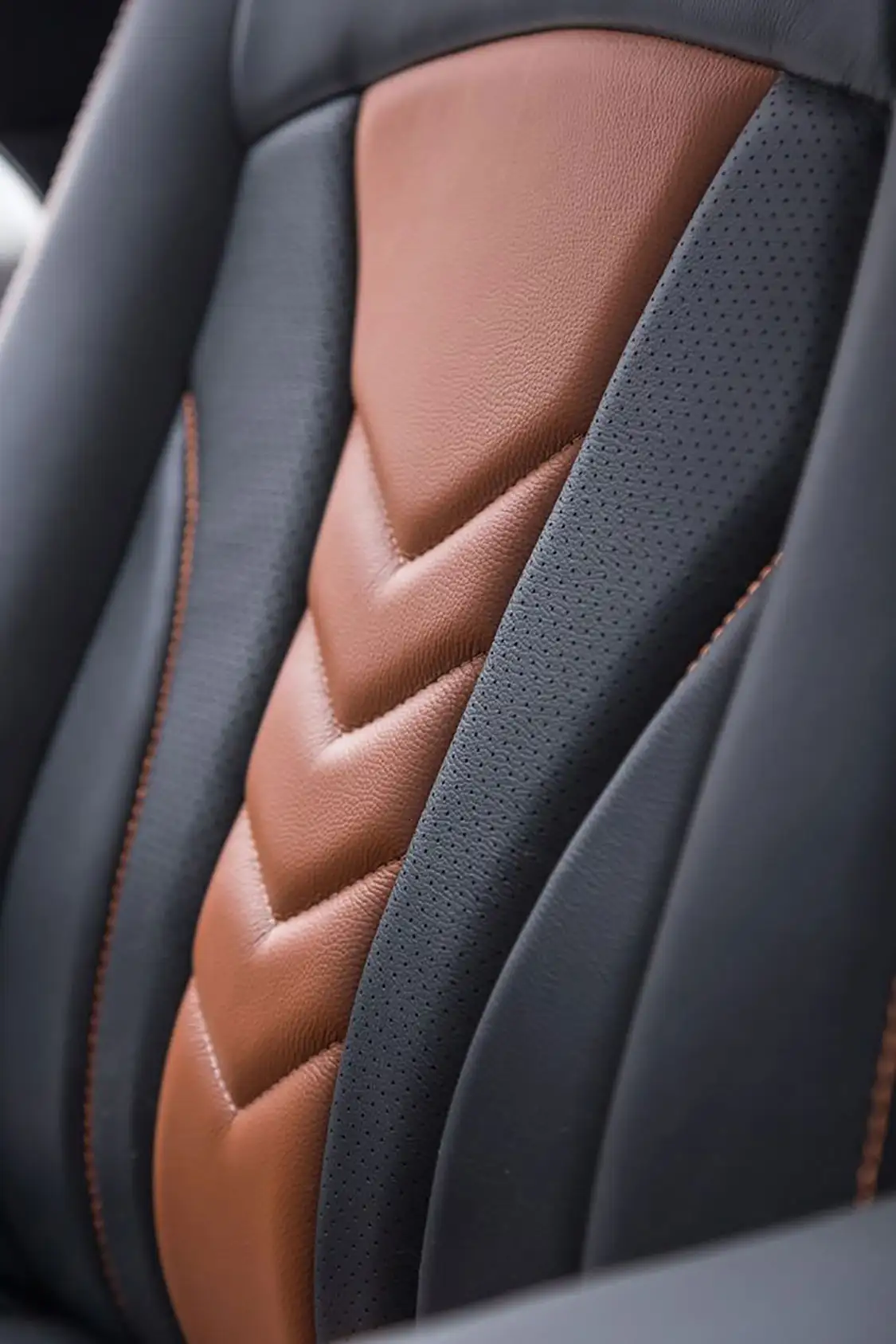 Luscious black and brown leather seat