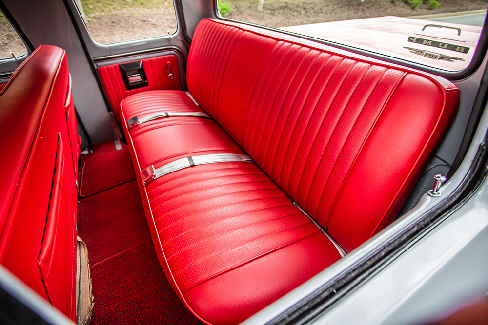 red vinyl and outfitted the interior in a Ford F-250