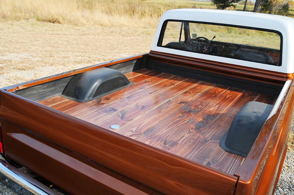 Wood bed floor installed on a 1968 GMC