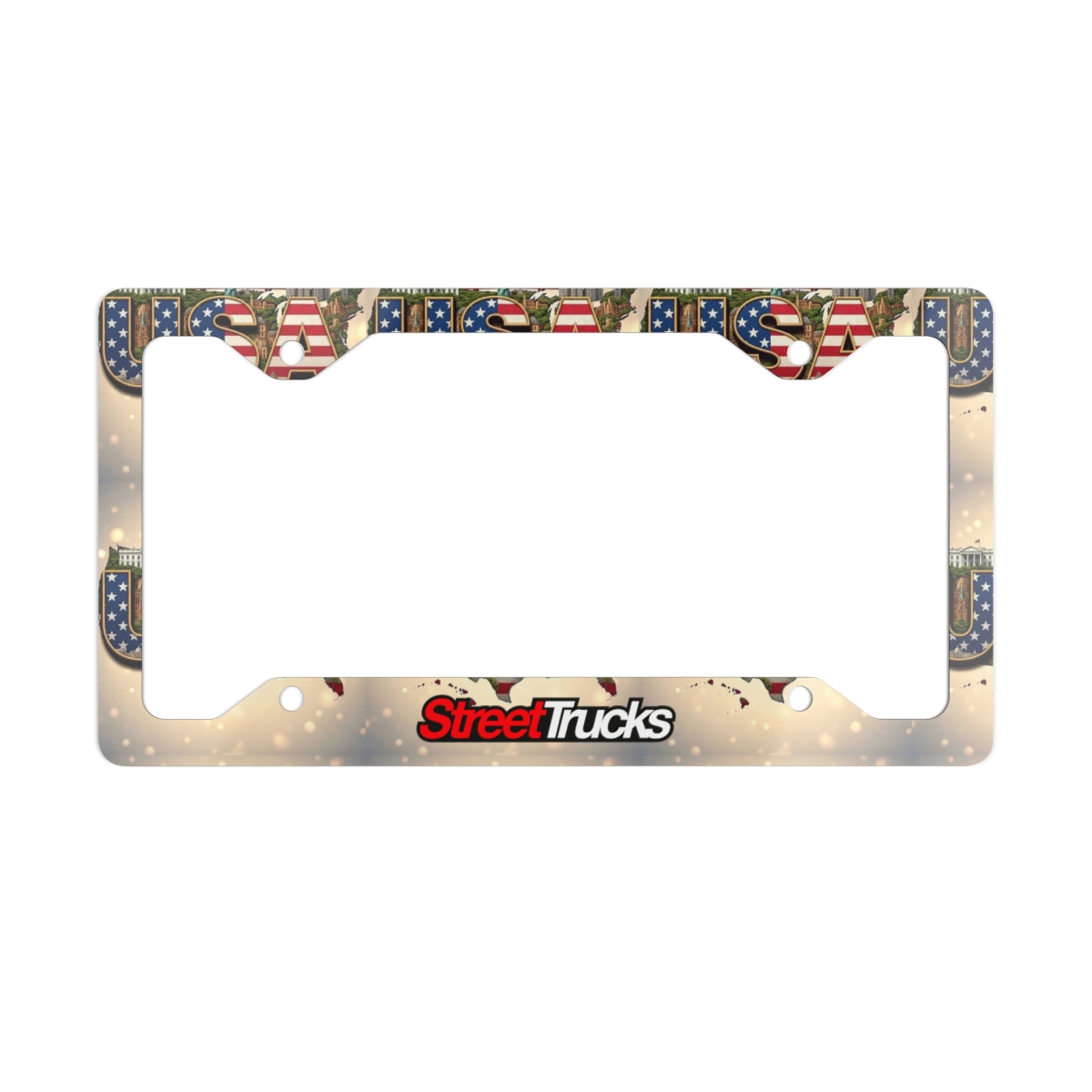 Street Trucks American Flag USA skull design Metal License Plate Frame